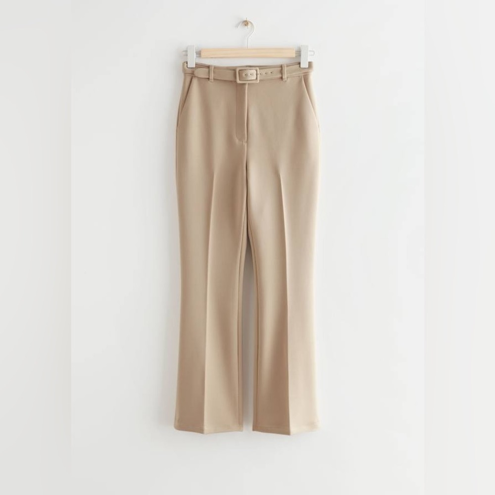 & OTHER STORIES Belted Cropped Kick Flare Trousers Size 6
